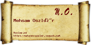 Mehsam Oszlár névjegykártya